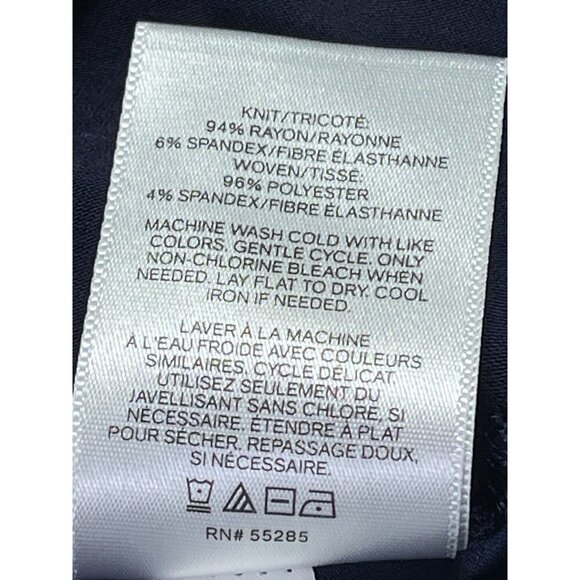 Express Navy Mixed Media Satin Trim Cropped Top Size Medium - Picture 3 of 6